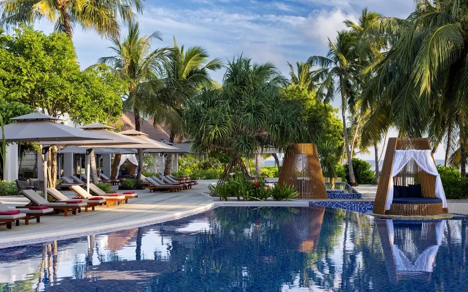 Pool deck and cabanas