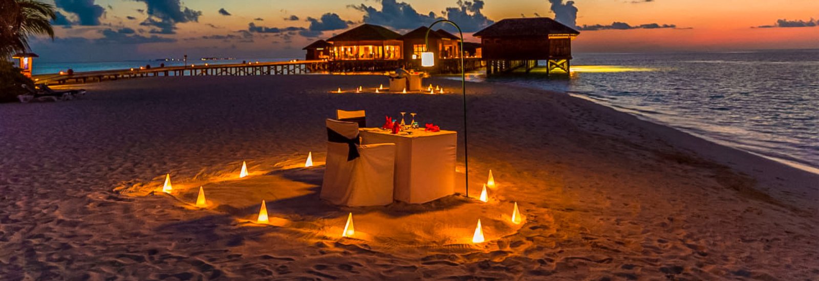 Candlelit dinner on the beach