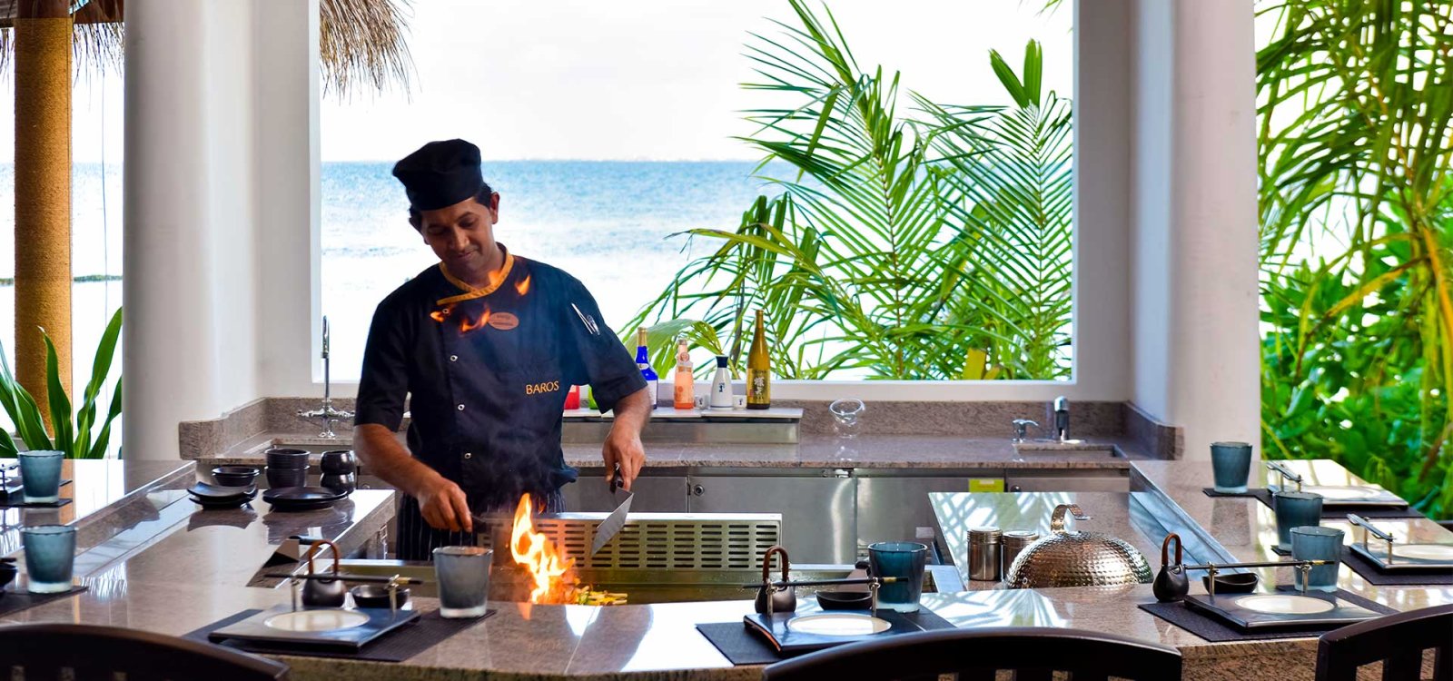 Teppanyaki chef at work