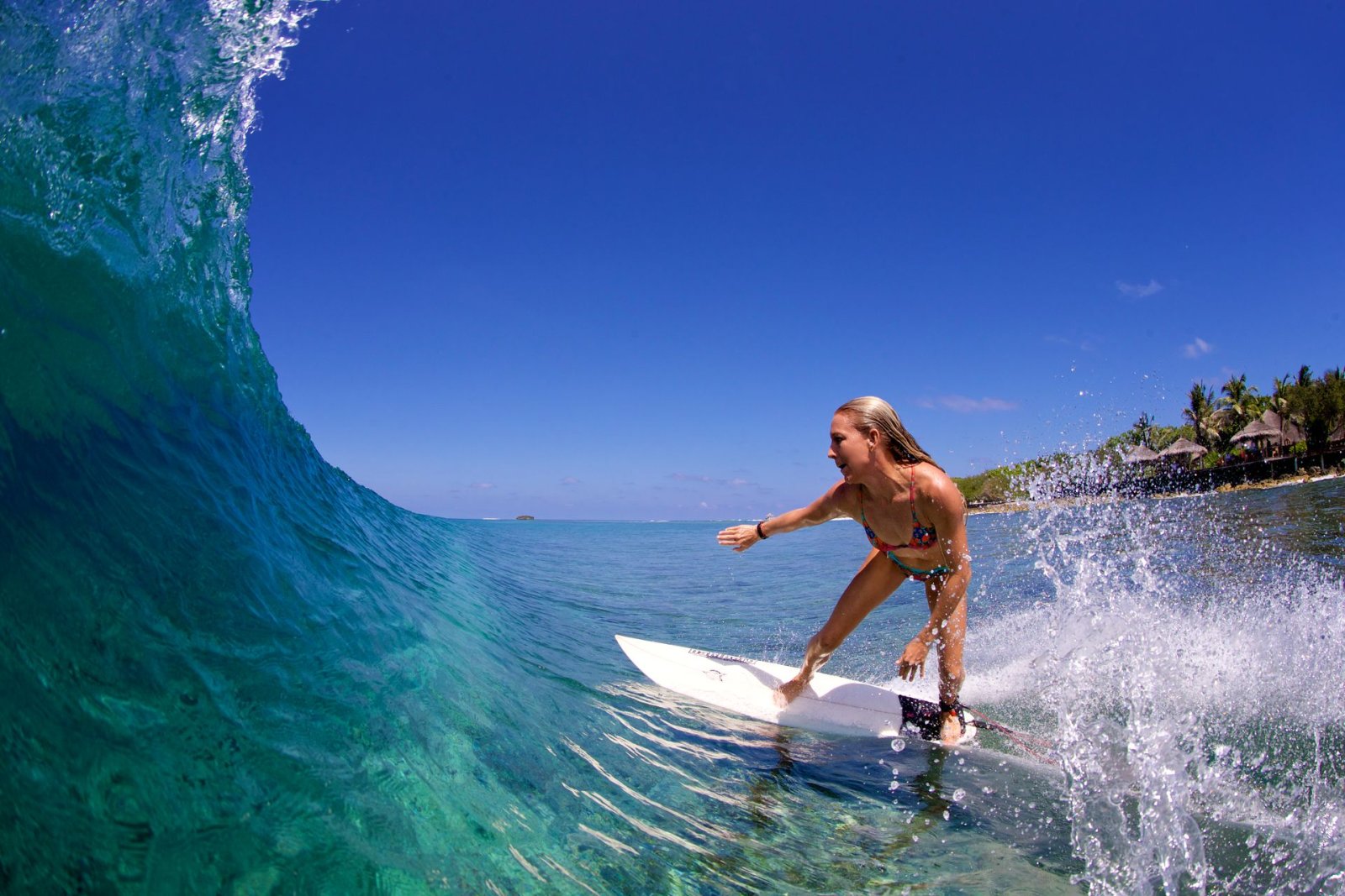 Surfer riding a wave