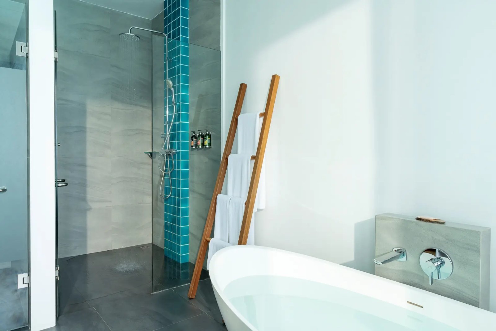 Bathroom with shower and bath