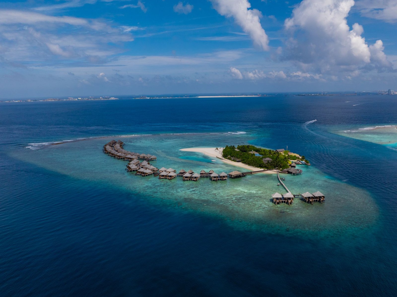 Aerial view of the island and lagoon