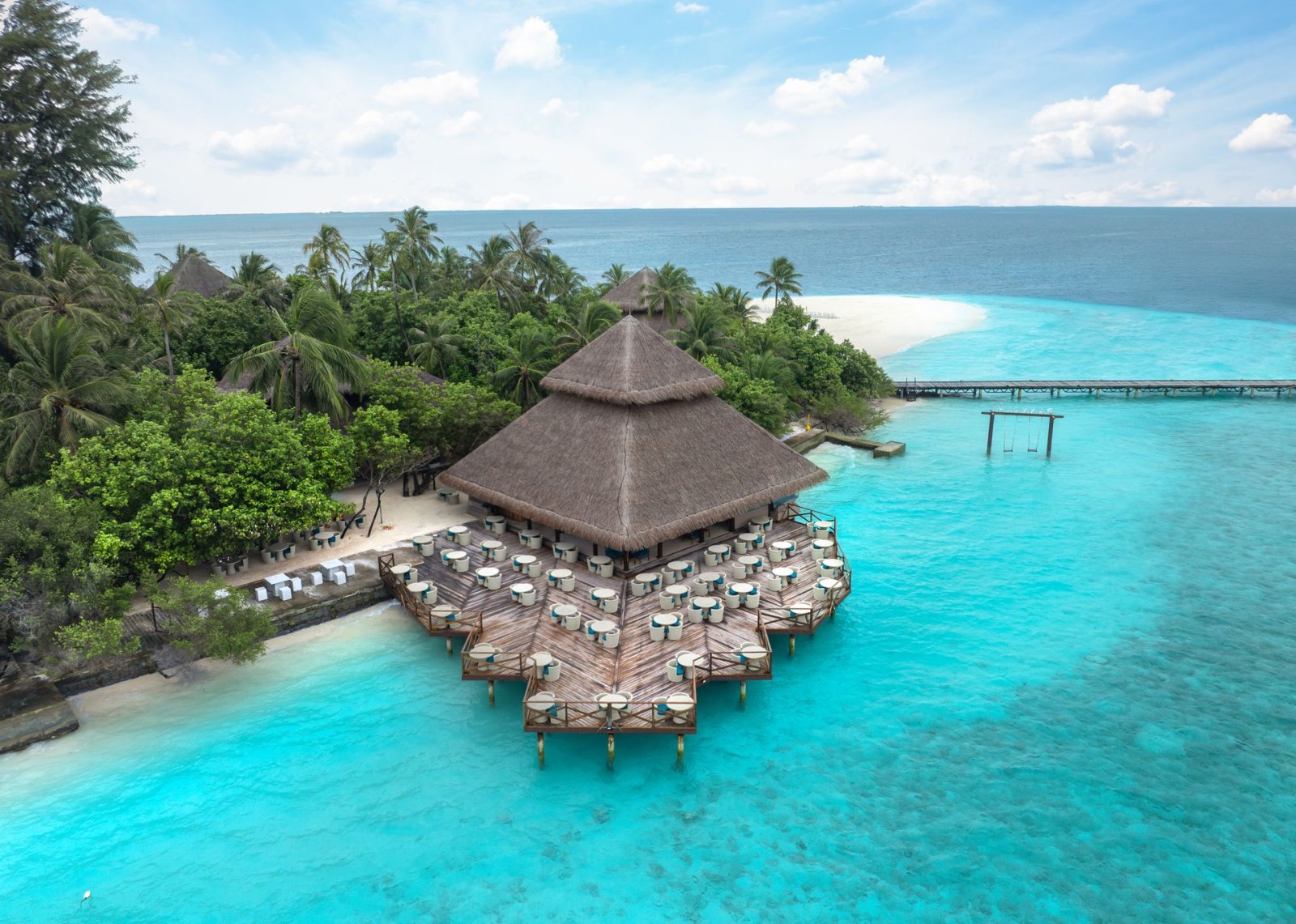 Aerial view of the overwater bar