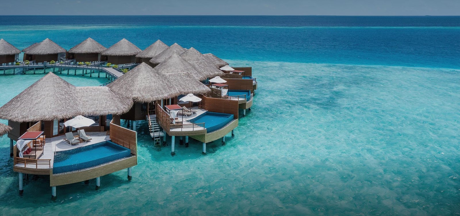 Water pool villas from above