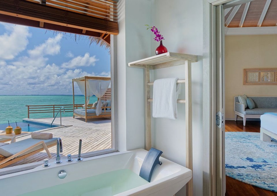 Bathtub with deck view