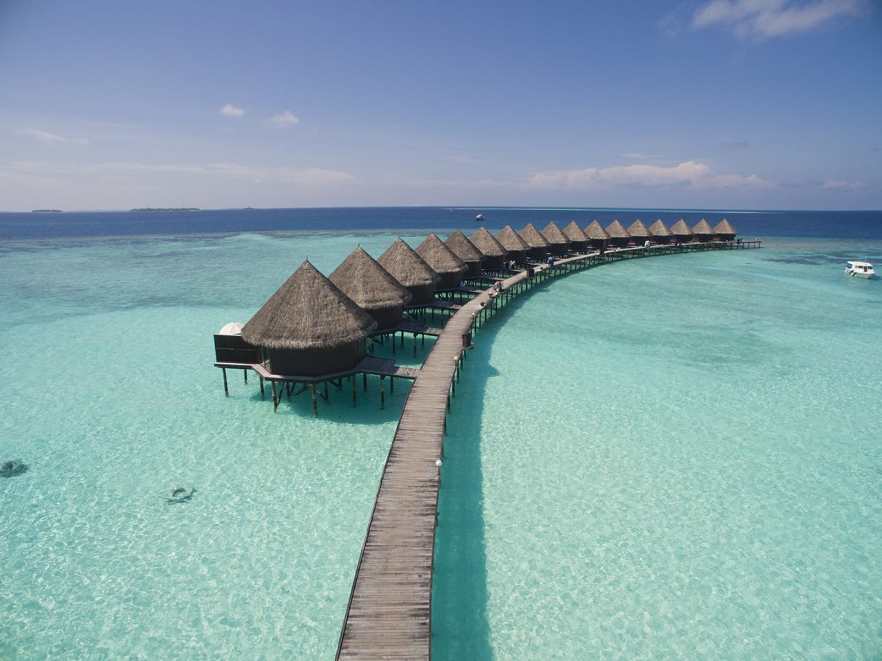 Water Bungalow: jetty and water bungalows