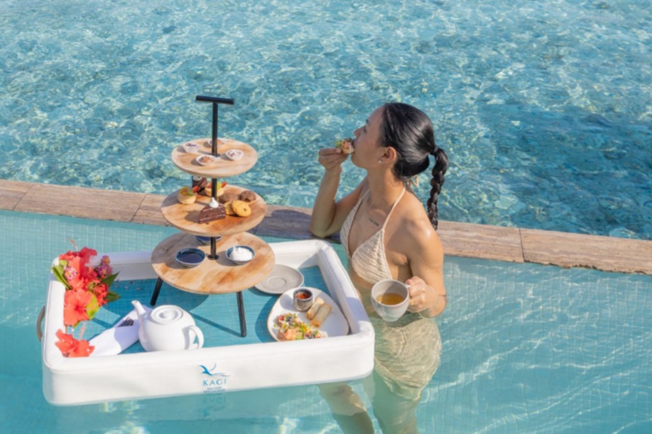 Floating breakfast in the pool