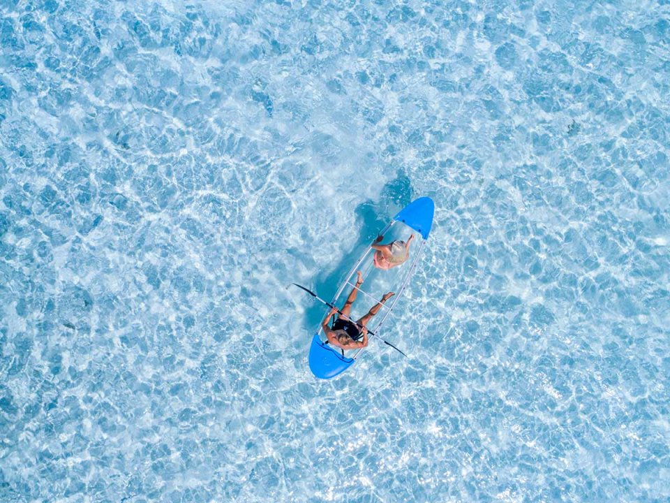 Aerial view of a guest on the lagoon