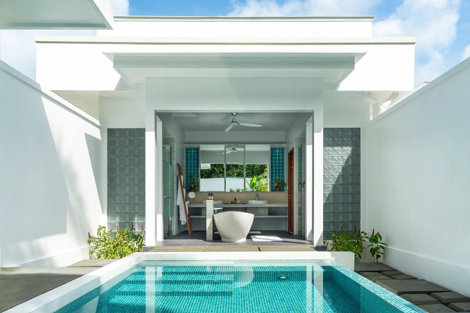 Suite entrance and pool