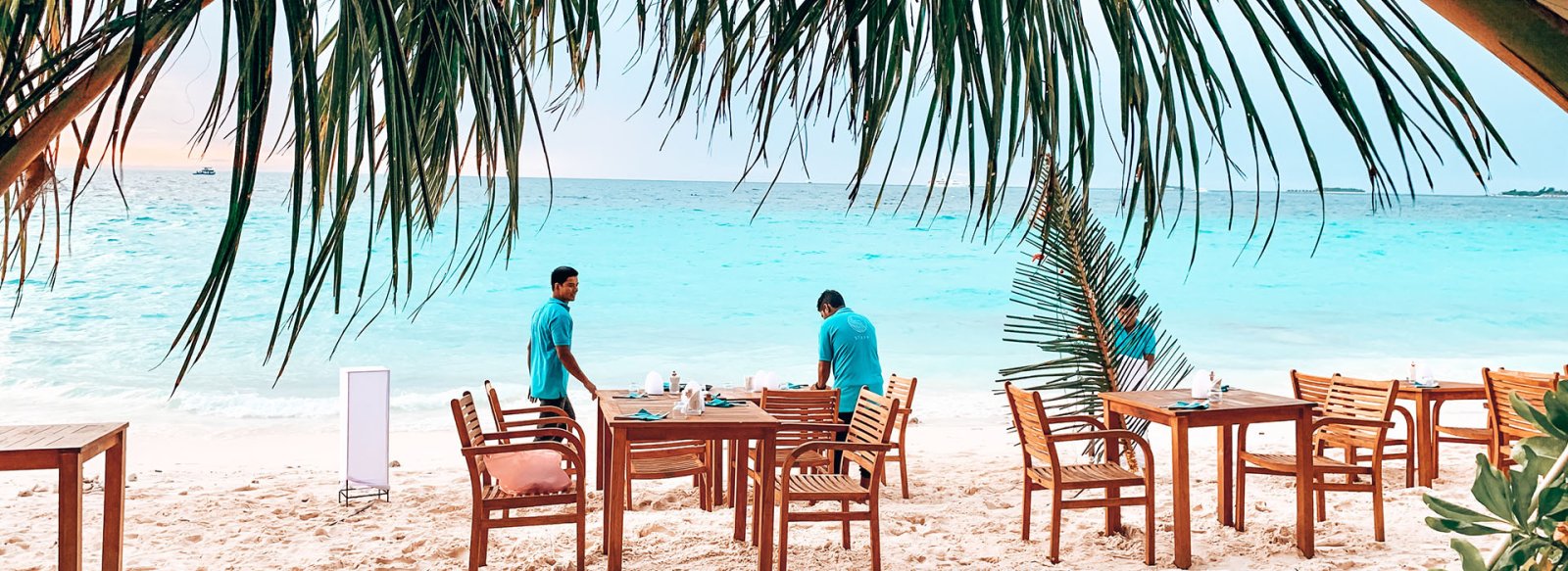 Beach dinner setup near Bliss Dhigurah