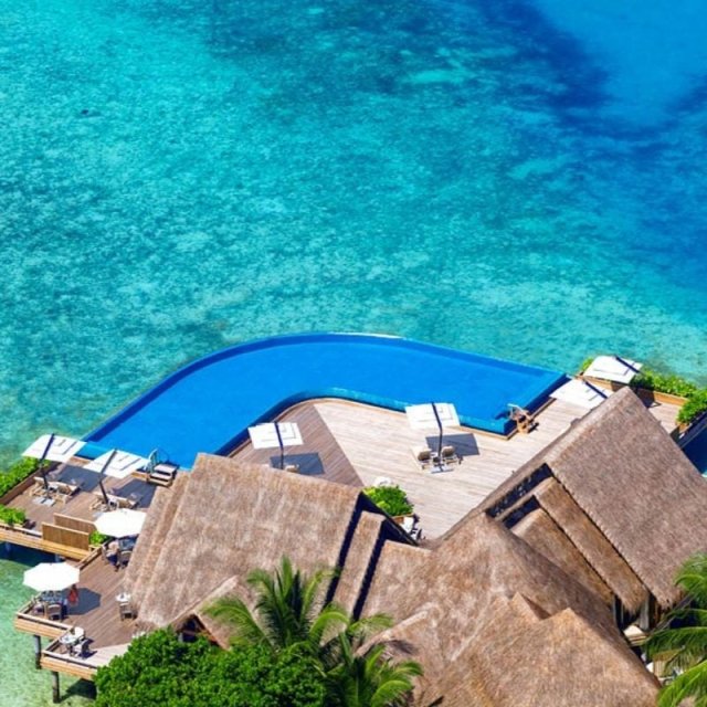 Overwater infinity pool from above