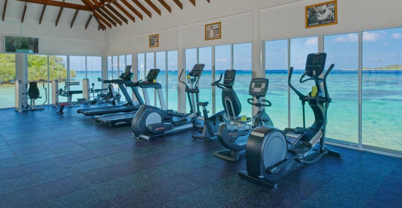 Overwater gymnasium with ocean views