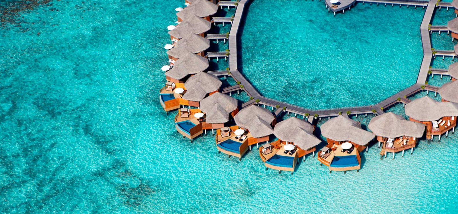 Water pool villas from above