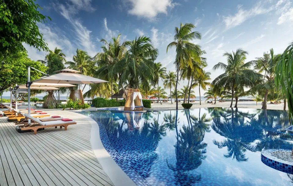 Resort pool and sun loungers