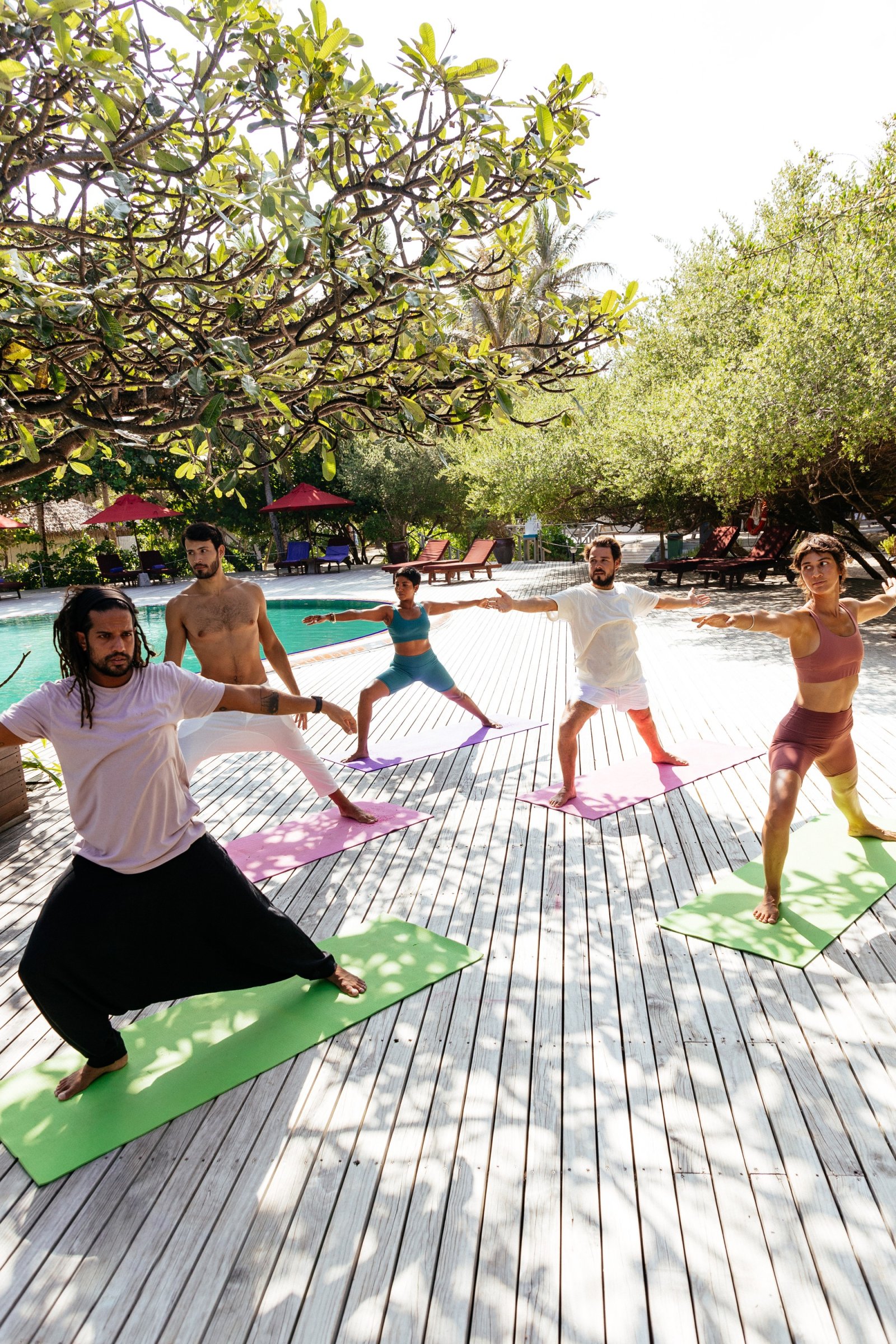 Yoga session on the deck