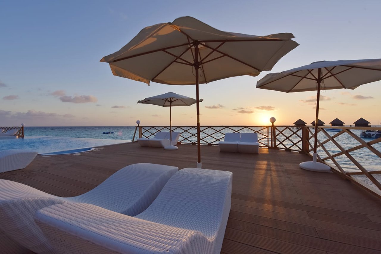 Pool deck at sunrise