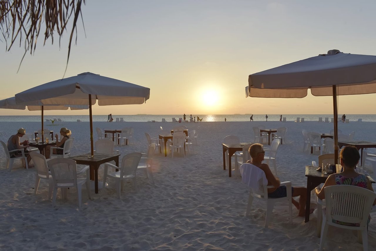 Beach bar at sunset