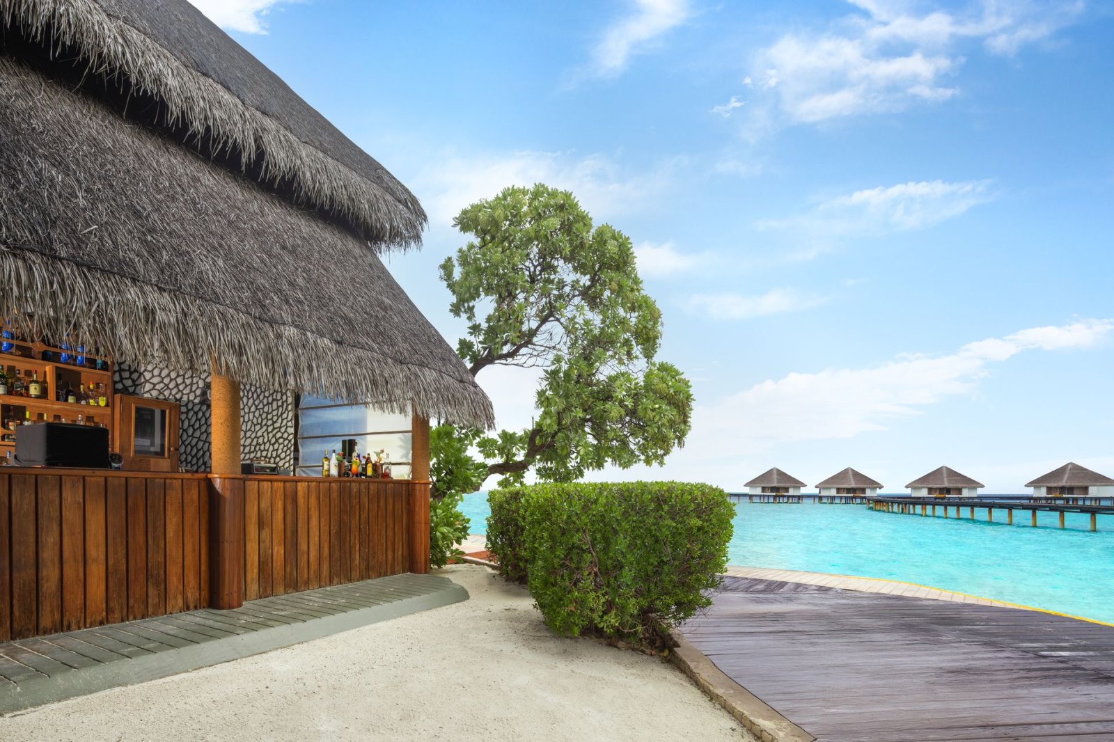 Beachside bar and sea view