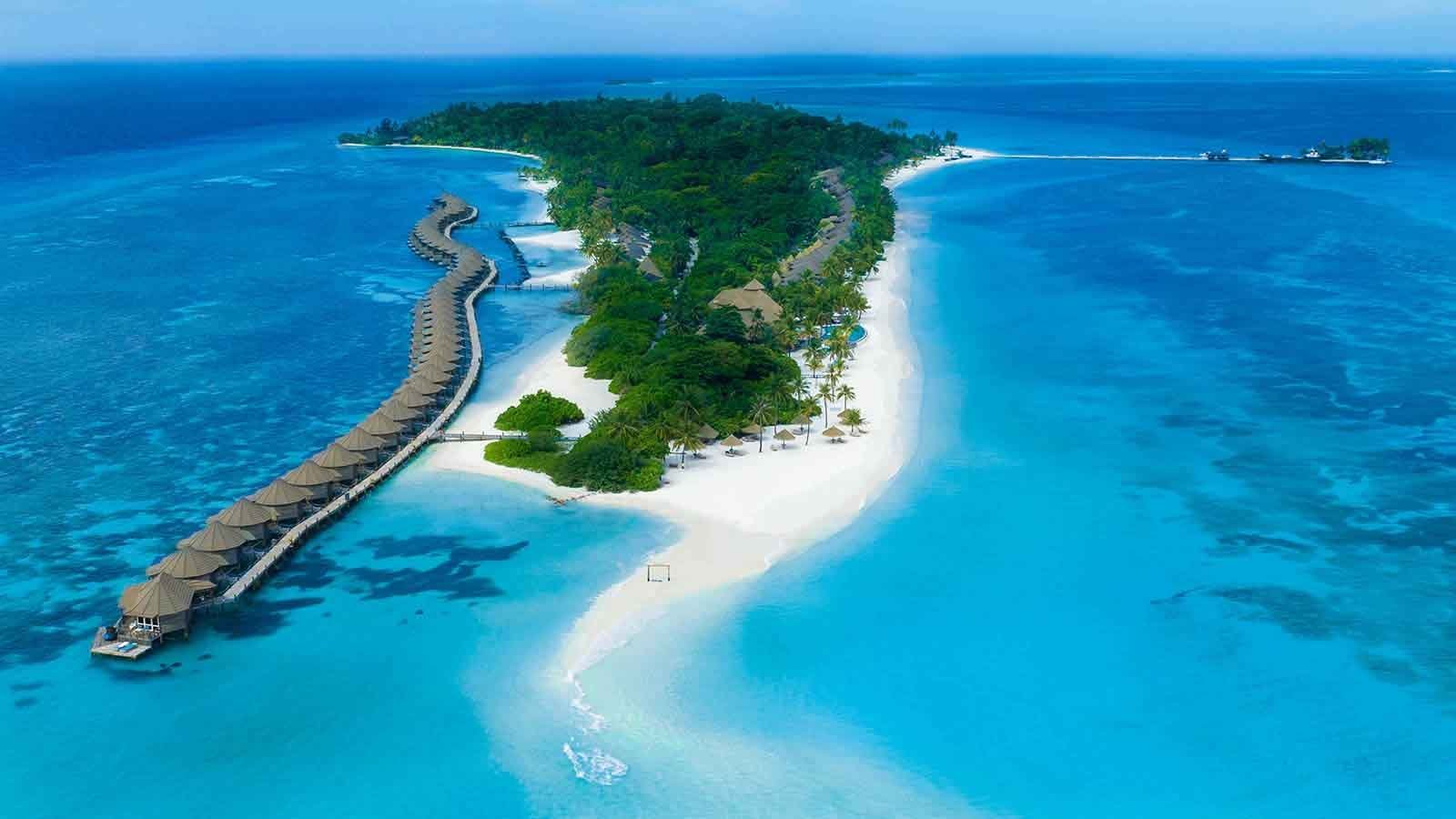 Island and jetty from above