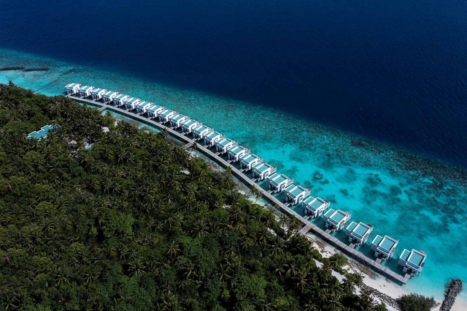 Water villas from above